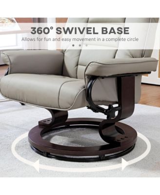 Recliner with Ottoman Swivel Recliner Chair Faux Leather with High Back