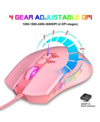 Wired Gaming Mouse, 3600 DPI Adjustable, 7-Color RGB Backlit, Ergonomic Plug & Play Mouse for PC Laptop Gamers & Office Workers