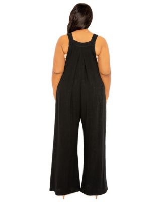 women's Plus Size Wide Leg Linen Jumpsuit