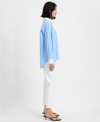 Women's Collared Neck Poplin Shirt