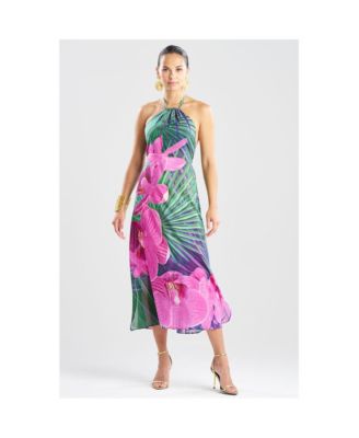Women's Orchid - Silk Cotton Voile Halter Dress