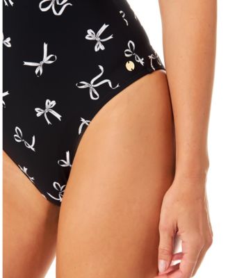 Women's Scallop Contrast V-Neck One-Piece Swimsuit