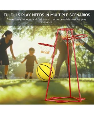 4-Hoop Kids Basketball Set, Multi-Height Fixed Hoops for Family & Group Play
