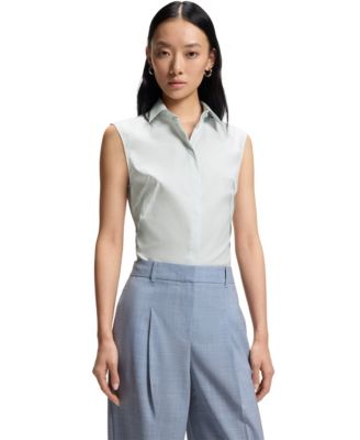 BOSS by Women's Stretch-Cotton Blend Sleeveless Slim-Fit Blouse