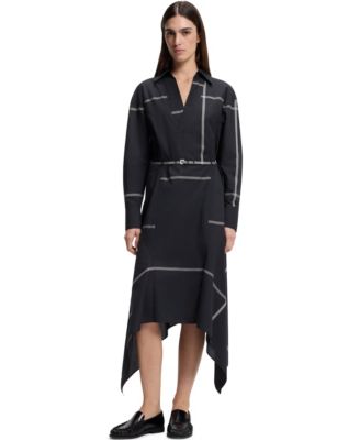 BOSS by Women's Cotton Canvas Collared Shirt Dress