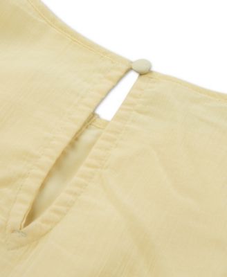 Girls' Flutter Sleeve Round Neck Eyelet Romper