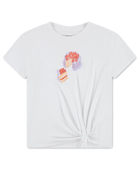 Футболка abercrombie kids Cake Side Knot Crewneck T-Shirt для девочек, цвет: Яркий белый