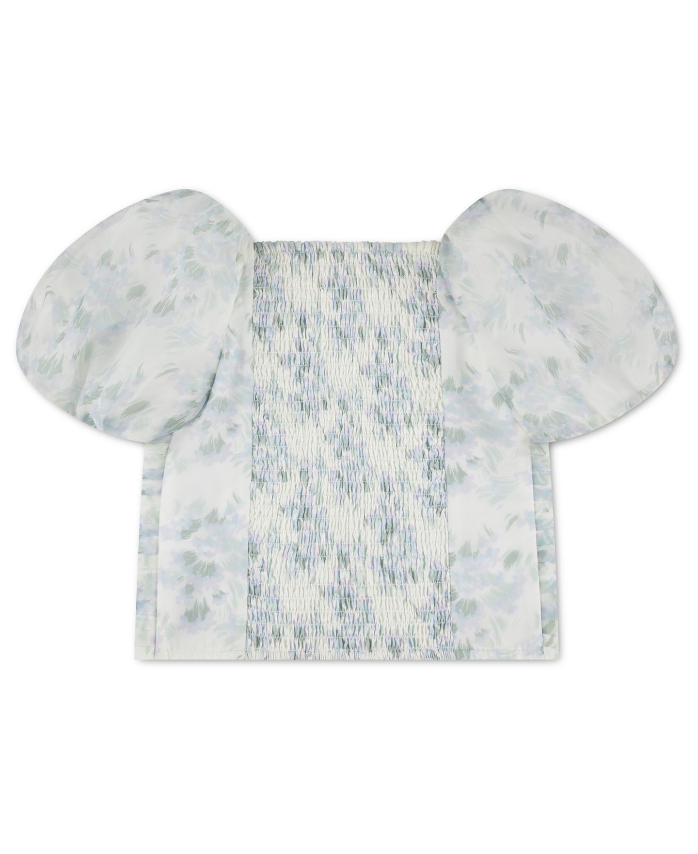 Детский топ abercrombie kids Emerson из органзы с пышными рукавами и квадратным вырезом, цвет: Чёрный — фото 2