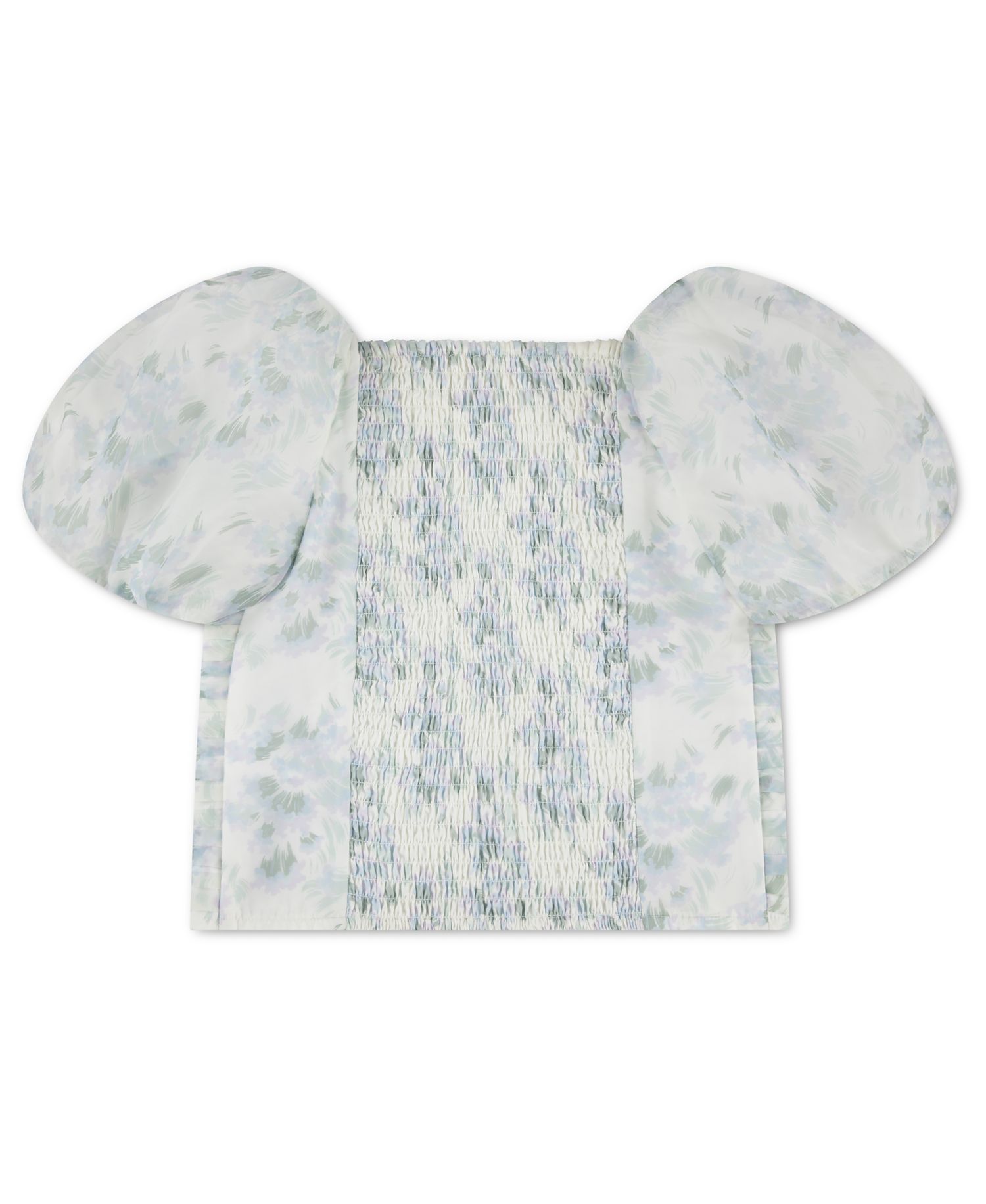 Girls' Emerson Organza Puff-Sleeve Square Neck Top