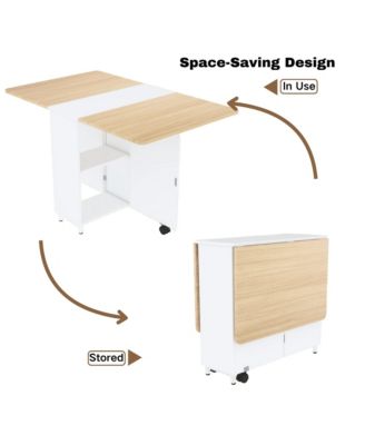 Folding Dining Table with Drawers and Cabinets