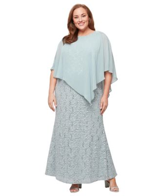 Plus Size Beaded Popover Gown