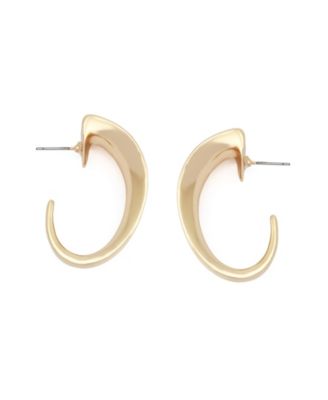 Silver Sculpted Medium Hoop Earrings
