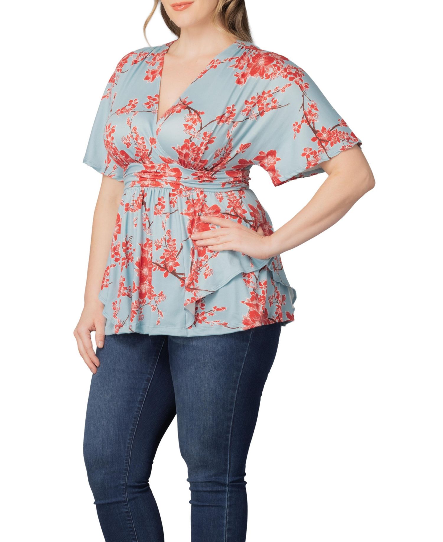 Plus Size Encore Short Sleeve Printed Top