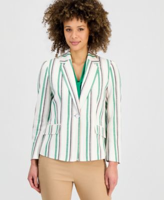 Women's Striped Flap-Pocket Blazer