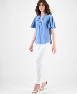 Women's Pleated Bell-Sleeve Top