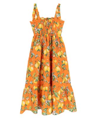 Girls' 7-16 Printed Lemon Tiered Maxi Dress