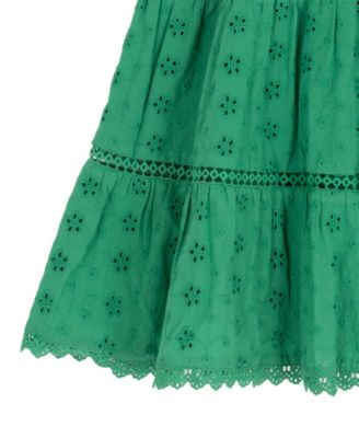 Girls' 2T-6X Eyelet Flutter Sleeves Tiered Dress