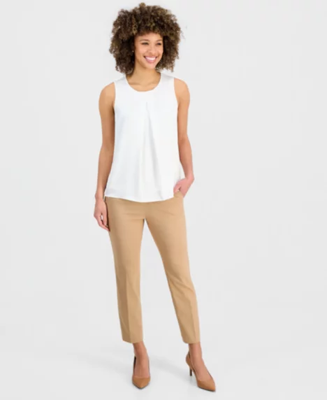 Women's Stretch Twill Cropped Pull-On Pants, Regular & Petite - Toasted Wheat