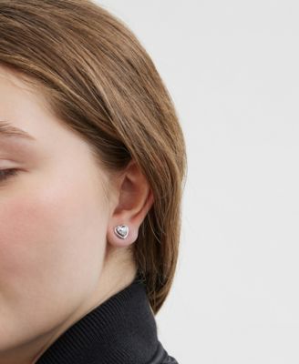 Faux Stone Halo Heart Stud Earrings