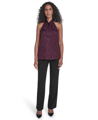 Women's Novelty Sleeveless Tie Neck Top