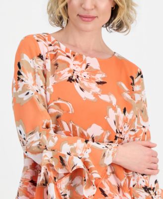 Women's Ruffle-Cuff Long-Sleeve Top