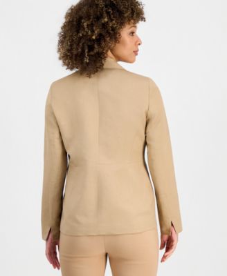 Women's Linen Notched Collar One-Button Blazer
