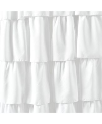Lush Decor Ruffle Light Filtering Window Curtain Panels Single 50"W x 84"L White - White Curtains for Bedroom - Nursery Curtains - Coquette Decor
