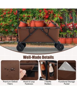 Collapsible Folding Wagon Cart with Adjustable Handlebar