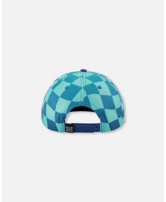 Boy Cap Teal Printed Checkerboard - Toddler|Child