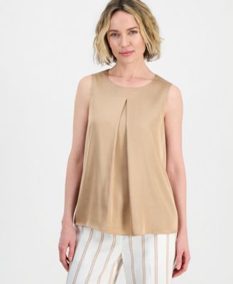 Women's Sleeveless Pleated Satin Top