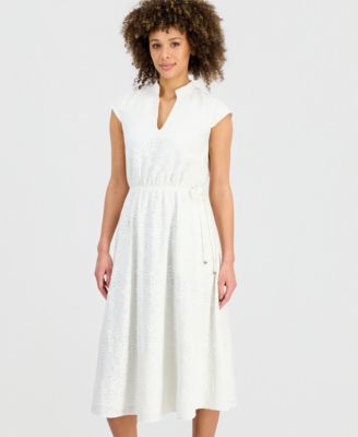 Women's Lace Drawstring-Waist Midi Dress