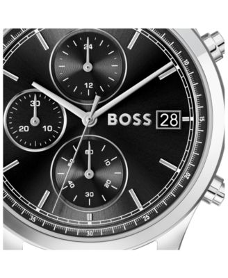 Men's Stratus Quartz Chrono Black Calfskin Watch, 41mm