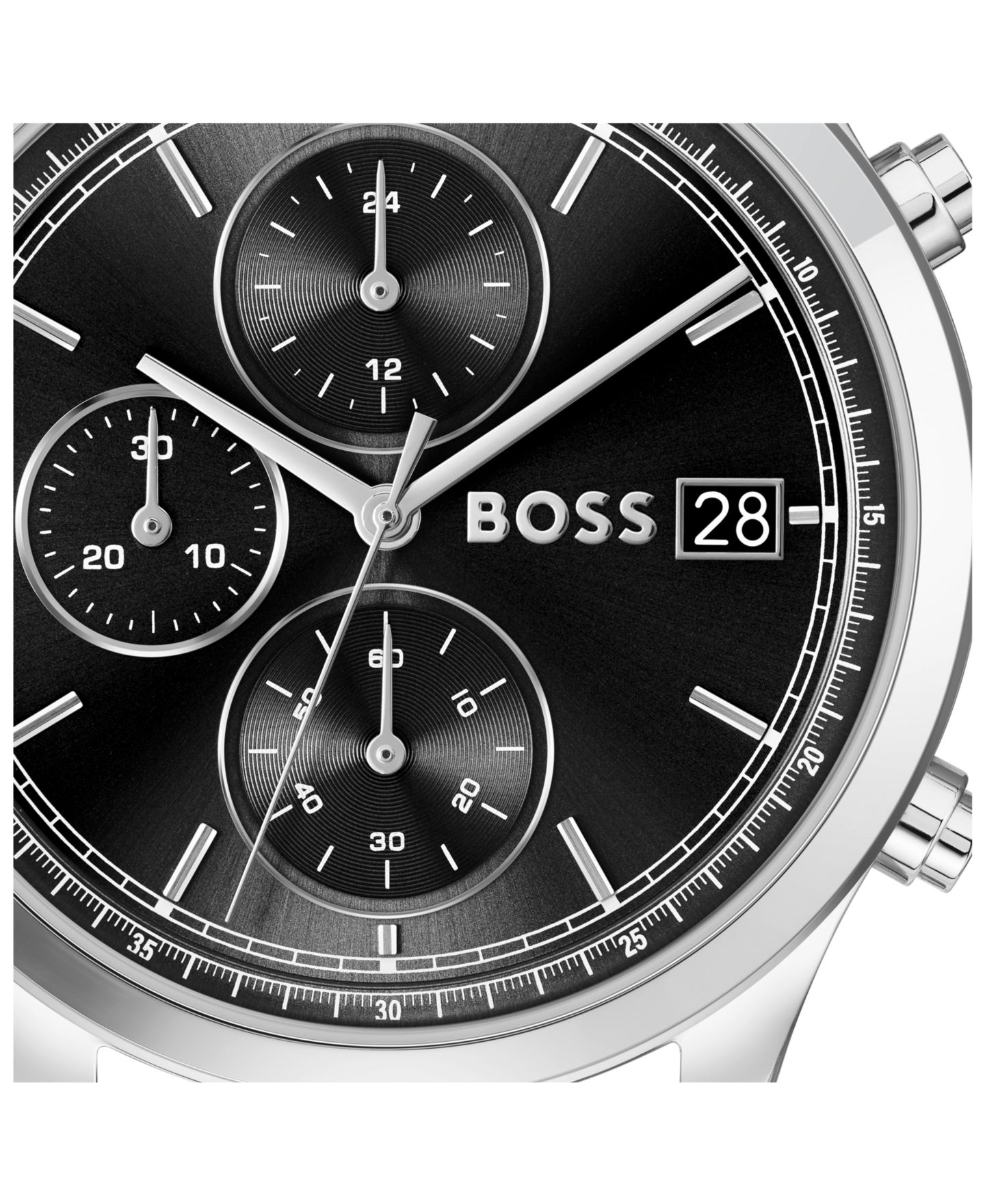 Мужские часы Hugo Boss Stratus Quartz Chrono с чёрным ремешком из телячьей кожи, 41 мм — фото 4