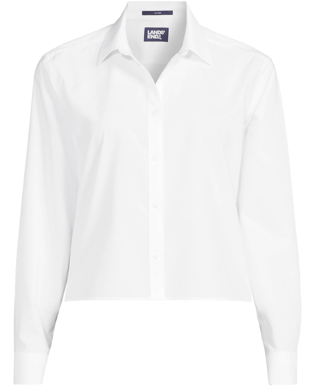 Lands' End Women's Petite No Iron Boxy Cropped Shirt