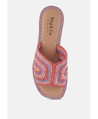 Rag and Co Womens Kivah Handwoven Raffia Slip-On Flats