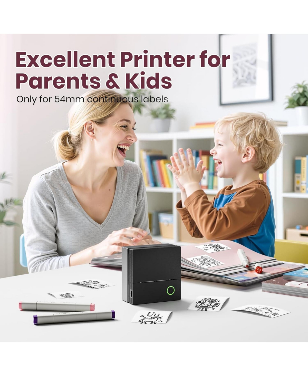 Swifint PM290C Inkless Sticker Maker: Portable Bluetooth printer with 3 paper rolls. Creates notes, journal labels. Perfect gift for school/office.