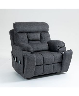 Velvet Electric Lift Recliner with Heating and Massage, Power Lift Sofa Chair with 2 Pocket Cup Holders, 2 Remote Controls, 4 OKIN Motors
