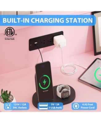 6 Drawer Dressers for Bedroom,Dresser with LED Lights Power Outlet,6-Drawer Wooden Chest with 2-Tier Open Shelf