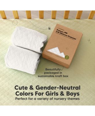 1-Pack Protect+ Waterproof Crib Mattress Protector Cover, Mavy Quilted Cotton Baby Mattress Topper, Toddler Crib Sheet