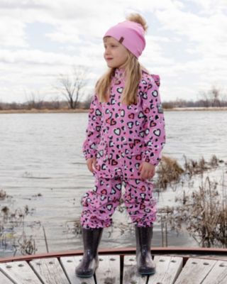 Baby Girls Rain One-Piece in Polyurethane Pink Heart Print