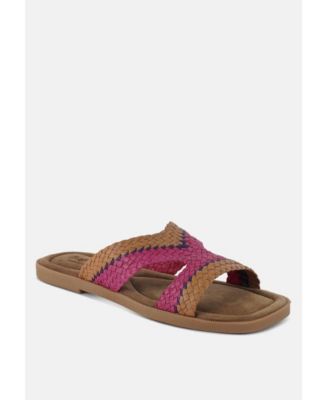 Rag and Co Womens Eirata Genuine Mesh Leather Slip-On Flats