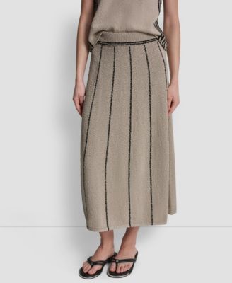 Women's Vertical Striped Detail Maxi Pull-On Skirt