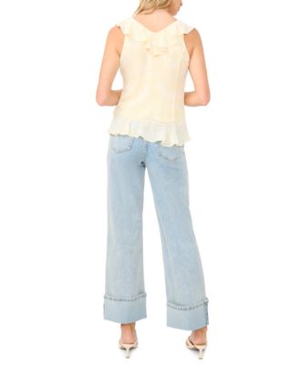 Women's V-Neck Ruffle Sleeve Blouse