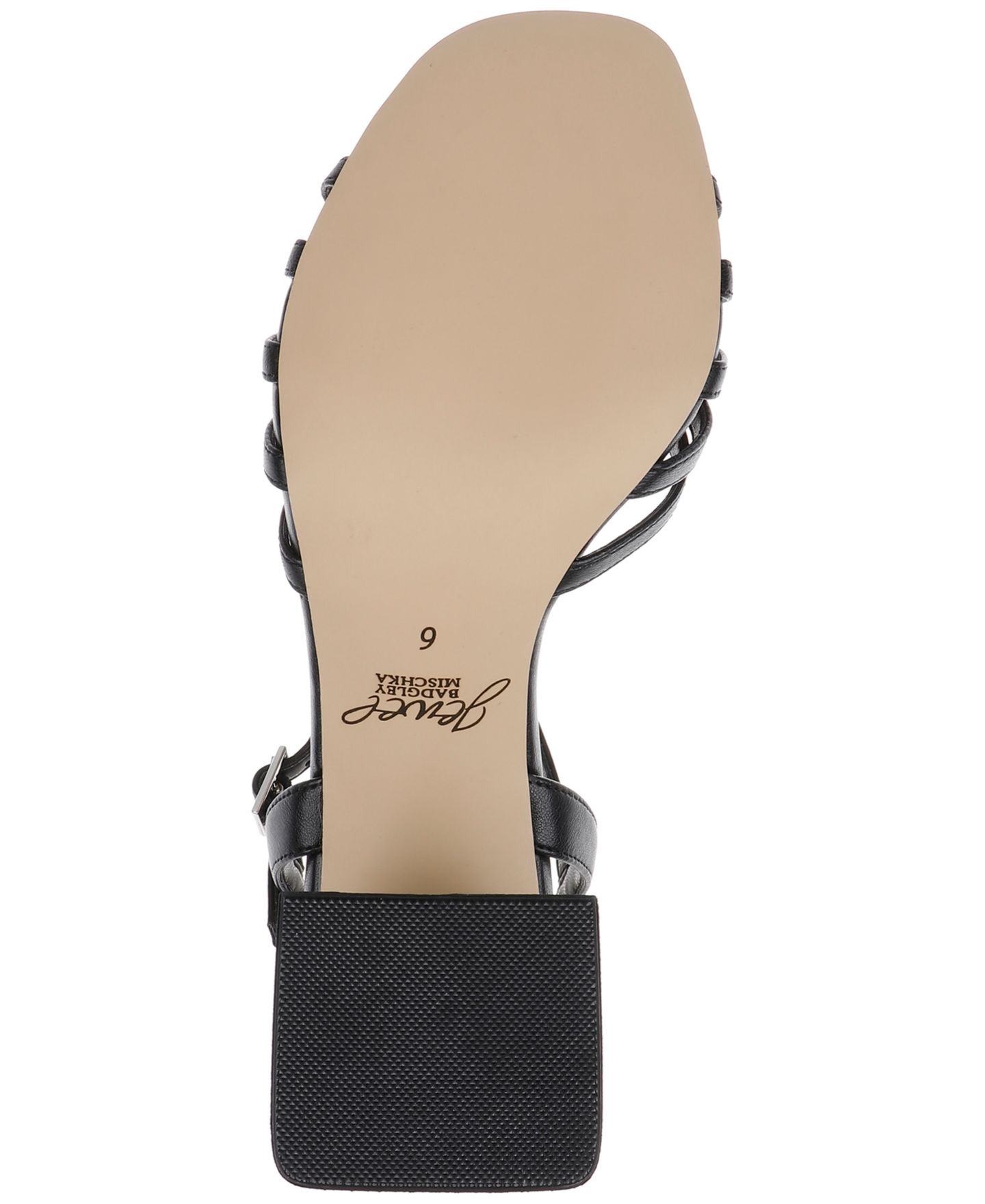 Женские сандалии Jewel Badgley Mischka Patience Square Toe Dress Sandals, цвет: Чёрный кожаный — фото 5