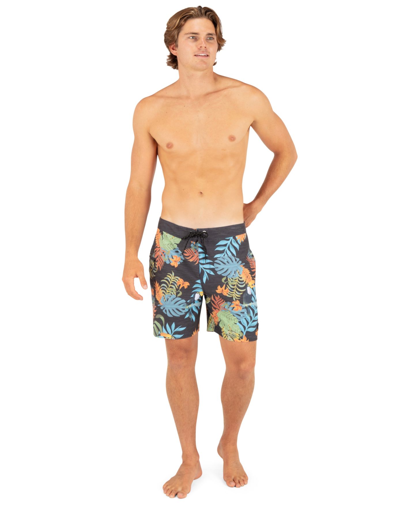 Пляжные шорты Regular-Fit для мужчин — Hurley, цвет: Чёрный — фото 2