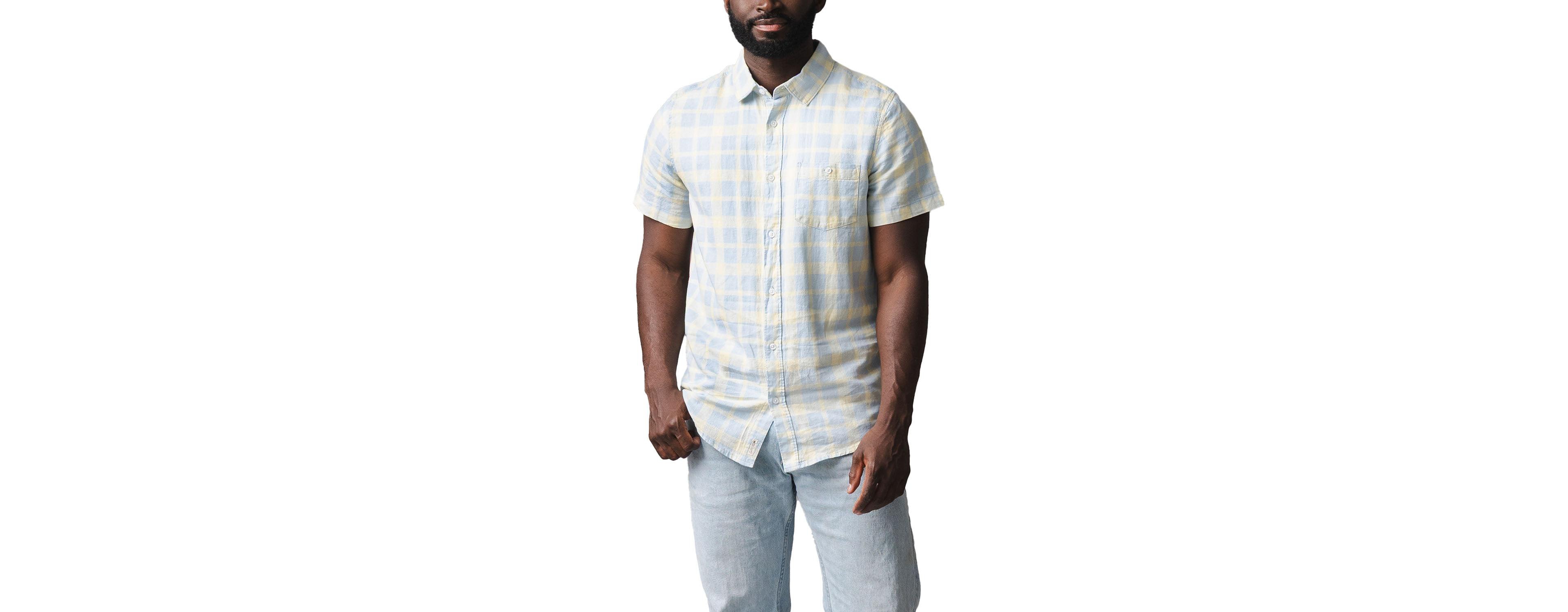 Hope & Henry Men's Linen Short Sleeve Button Down Shirt