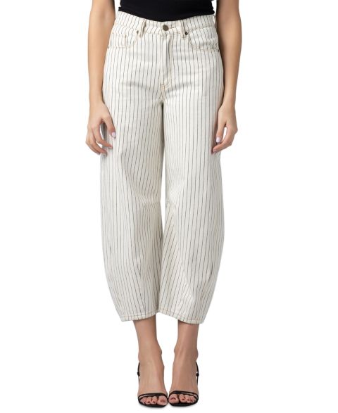 Женские брюки Blank NYC Rail Road Striped Barrell, цвет: Молочный