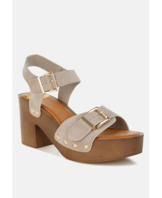 Womens Lhasa Real Suede Leather Clog Sandals