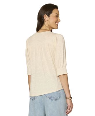 Petite Elbow-Sleeve Knit Top