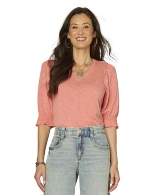 Petite Elbow-Sleeve Knit Top